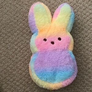 Peeps reversible, Plush Rainbow / yellow Bunny Stuffed , Easter fun plushie